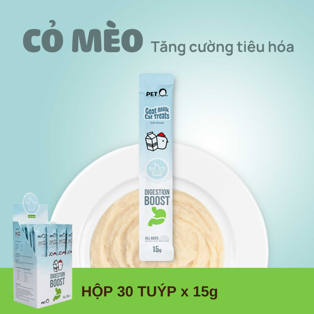 [Hộp 30 Tuýp] Súp Thưởng Sữa Dê PetQ Cho Mèo Mọi Lứa Tuổi, Tuýp 15g