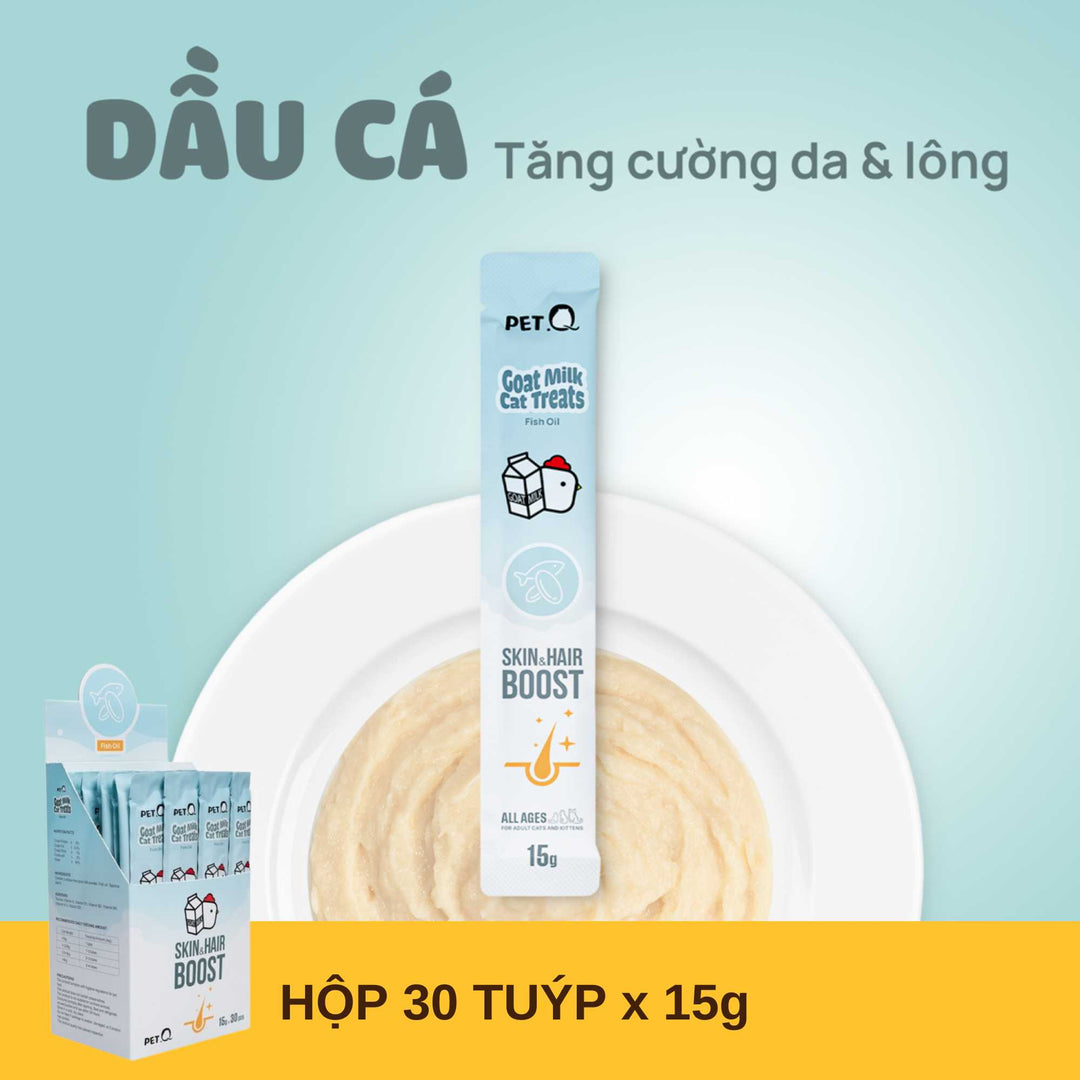 [Hộp 30 Tuýp] Súp Thưởng Sữa Dê PetQ Cho Mèo Mọi Lứa Tuổi, Tuýp 15g