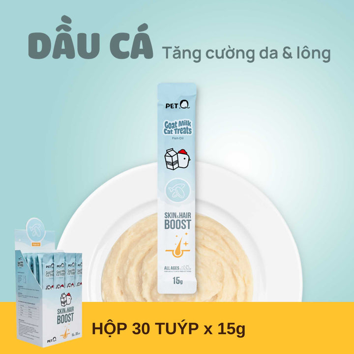 [Hộp 30 Tuýp] Súp Thưởng Sữa Dê PetQ Cho Mèo Mọi Lứa Tuổi, Tuýp 15g