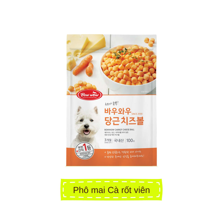 [100G] Snack Bowwow Viên Phô Mai Chó Mọi Lứa Tuổi