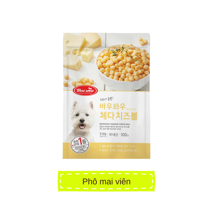 [100G] Snack Bowwow Viên Phô Mai Chó Mọi Lứa Tuổi