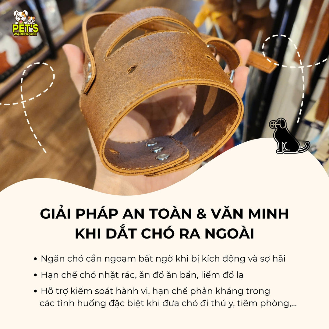 Rọ Mõm Cho Chó, Chống Cắn & Sủa, Da Mềm Thoải Mái, Chắn Chắn, Nhiều Size Cho Chó Nhỏ - Vừa - Lớn
