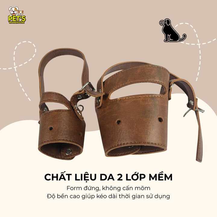 Rọ Mõm Cho Chó, Chống Cắn & Sủa, Da Mềm Thoải Mái, Chắn Chắn, Nhiều Size Cho Chó Nhỏ - Vừa - Lớn