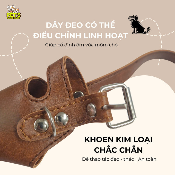 Rọ Mõm Cho Chó, Chống Cắn & Sủa, Da Mềm Thoải Mái, Chắn Chắn, Nhiều Size Cho Chó Nhỏ - Vừa - Lớn
