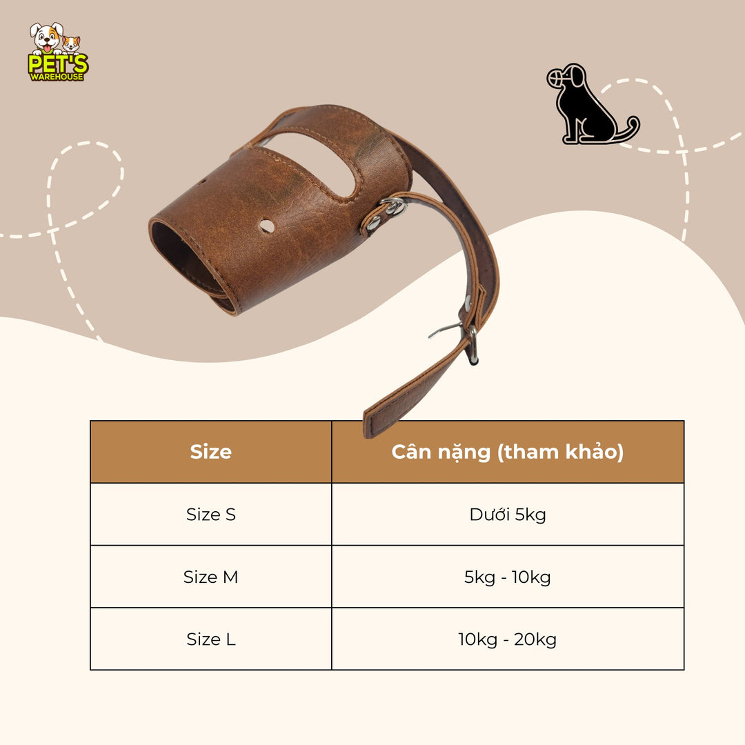 Rọ Mõm Cho Chó, Chống Cắn & Sủa, Da Mềm Thoải Mái, Chắn Chắn, Nhiều Size Cho Chó Nhỏ - Vừa - Lớn