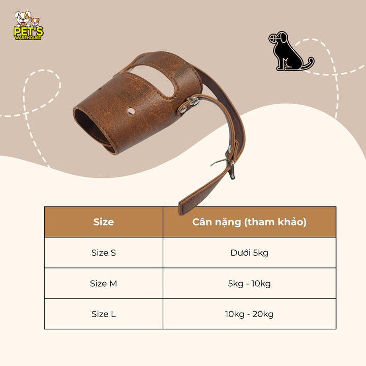 Rọ Mõm Cho Chó, Chống Cắn & Sủa, Da Mềm Thoải Mái, Chắn Chắn, Nhiều Size Cho Chó Nhỏ - Vừa - Lớn
