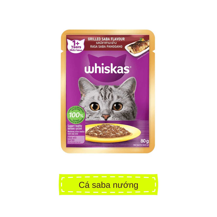 [Combo 28 gói] Pate Whiskas Mèo Trưởng Thành Gói 80G