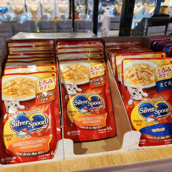 Pate Mèo Silver Spoon Dạng Sốt/Dạng Thạch/Vị Tự Nhiên Đặc Biệt, Gói 60g