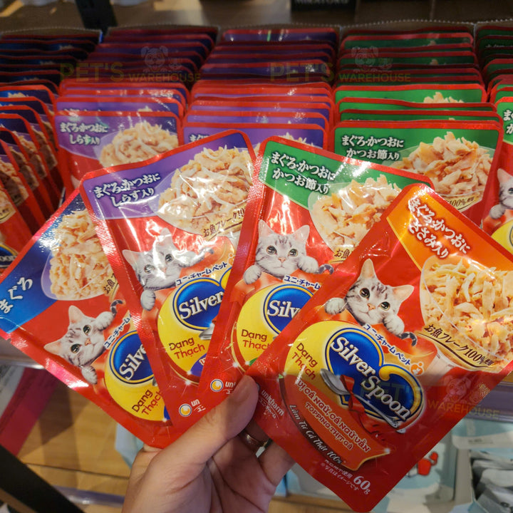 Pate Mèo Silver Spoon Dạng Sốt/Dạng Thạch/Vị Tự Nhiên Đặc Biệt, Gói 60g