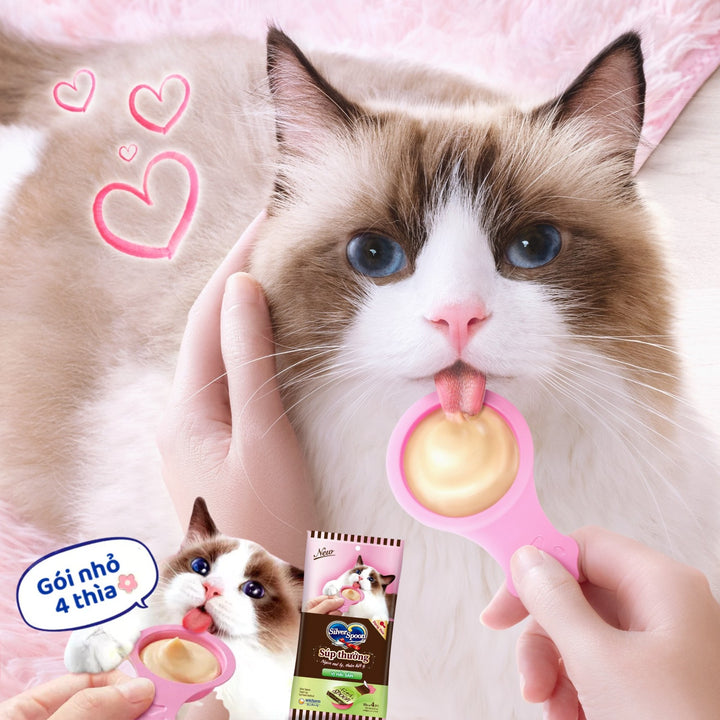 [Pack of 4 Spoons] Silver Spoon Treat Soup for Cats of All Ages, Various Flavors (10g Spoon)