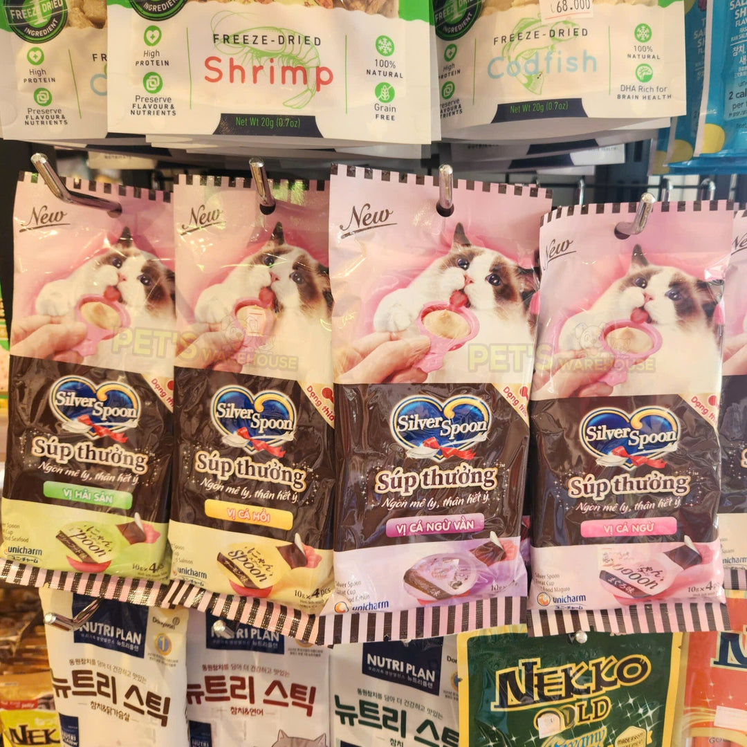 [Pack of 4 Spoons] Silver Spoon Treat Soup for Cats of All Ages, Various Flavors (10g Spoon)