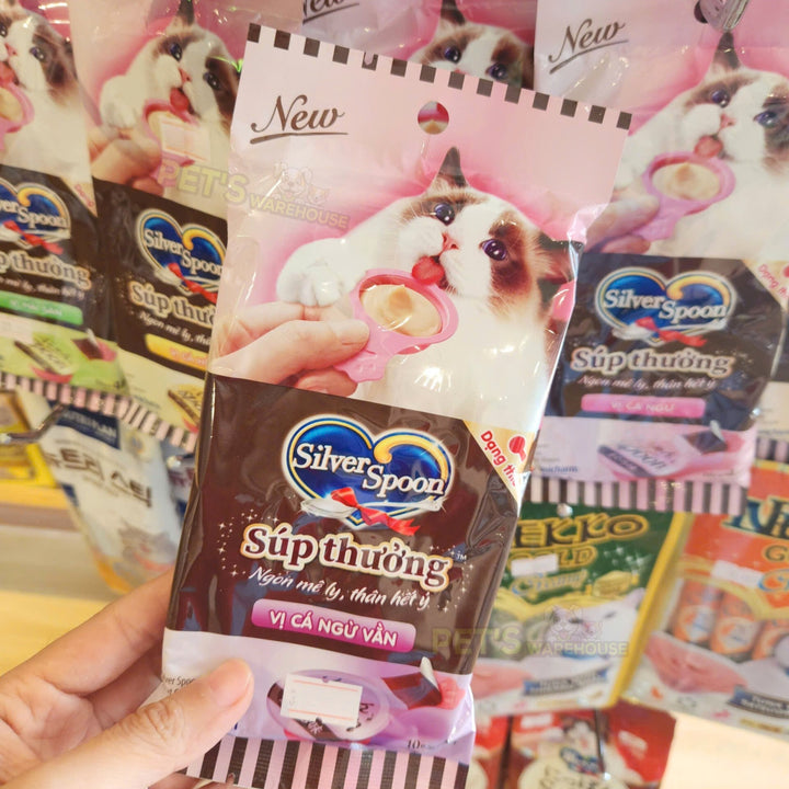 [Pack of 4 Spoons] Silver Spoon Treat Soup for Cats of All Ages, Various Flavors (10g Spoon)