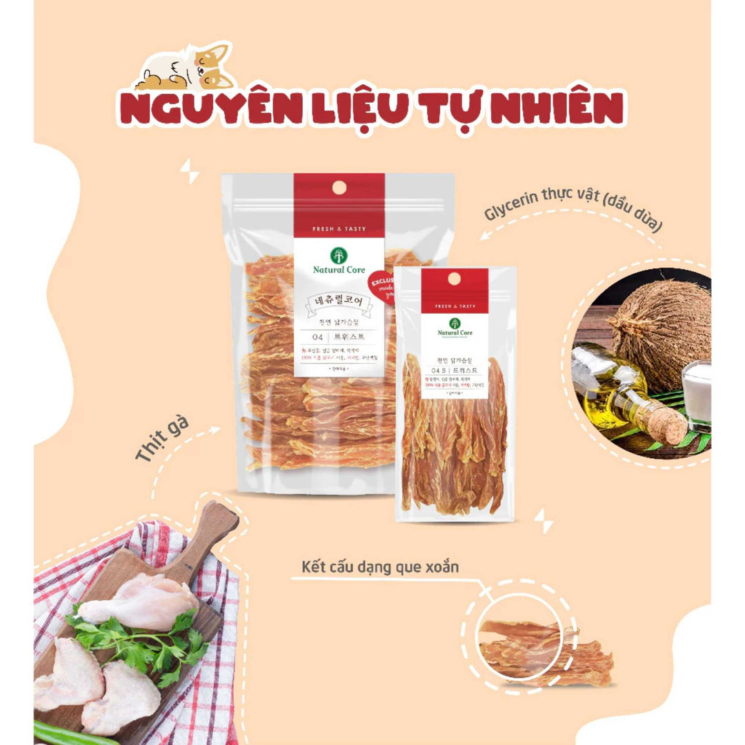 Snack Natural Core Thịt Gà / Vịt Sấy Cứng & Sấy Mềm Cho Chó, 180g