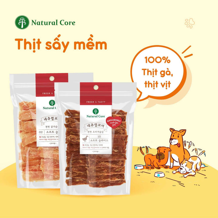 Snack Natural Core Thịt Gà / Vịt Sấy Cứng & Sấy Mềm Cho Chó, 180g