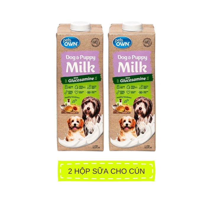 Sữa cho chó mèo Pets Own, nhập khẩu Úc, bổ sung Glucosamine, 1L