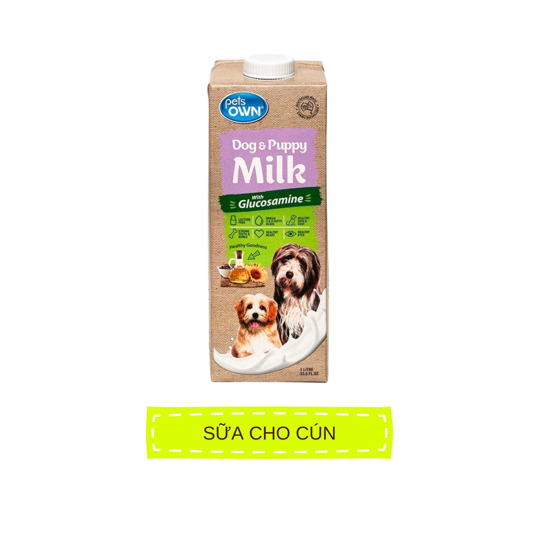 Sữa cho chó mèo Pets Own, nhập khẩu Úc, bổ sung Glucosamine, 1L