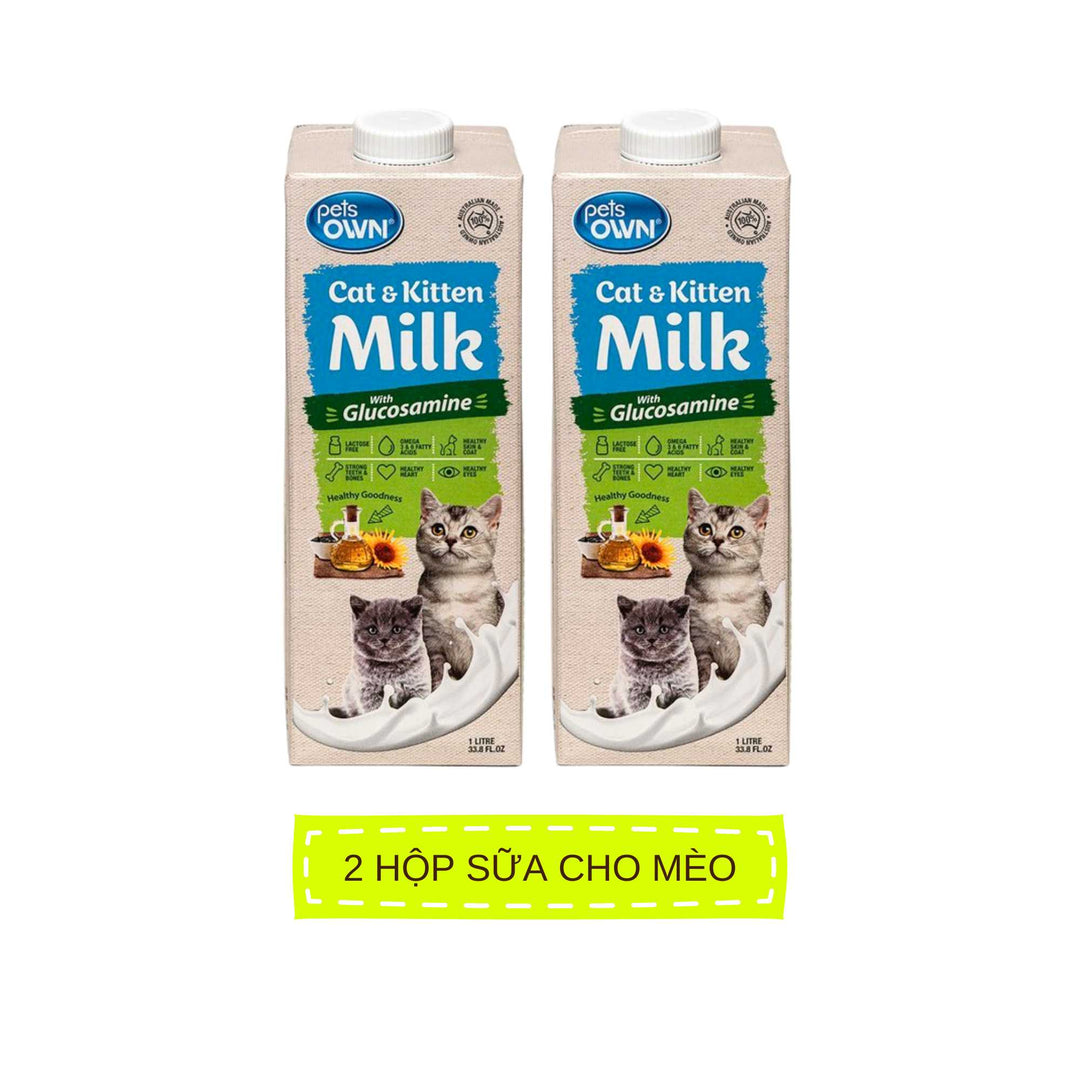 Sữa cho chó mèo Pets Own, nhập khẩu Úc, bổ sung Glucosamine, 1L