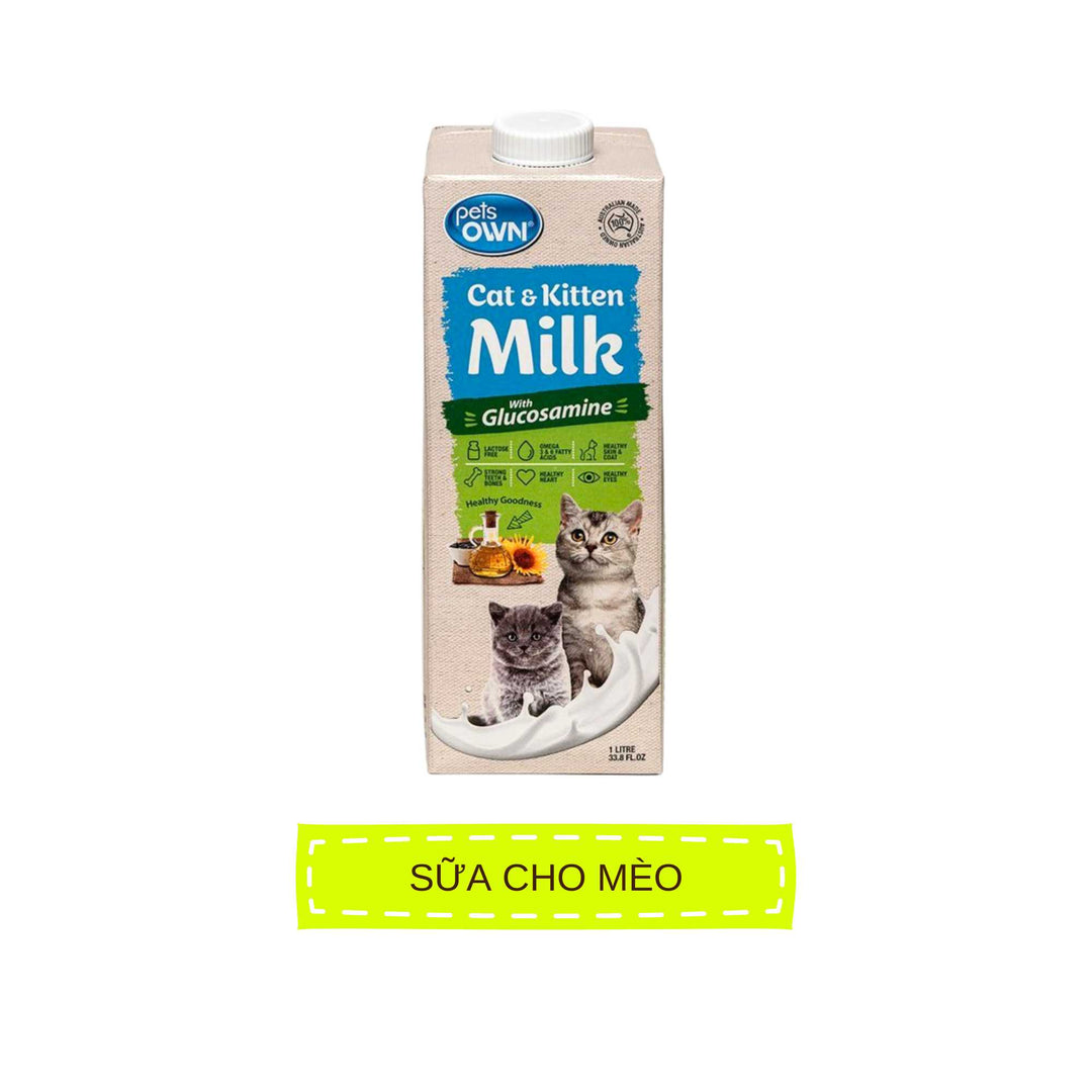 Sữa cho chó mèo Pets Own, nhập khẩu Úc, bổ sung Glucosamine, 1L