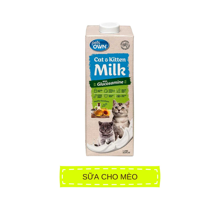 Sữa cho chó mèo Pets Own, nhập khẩu Úc, bổ sung Glucosamine, 1L
