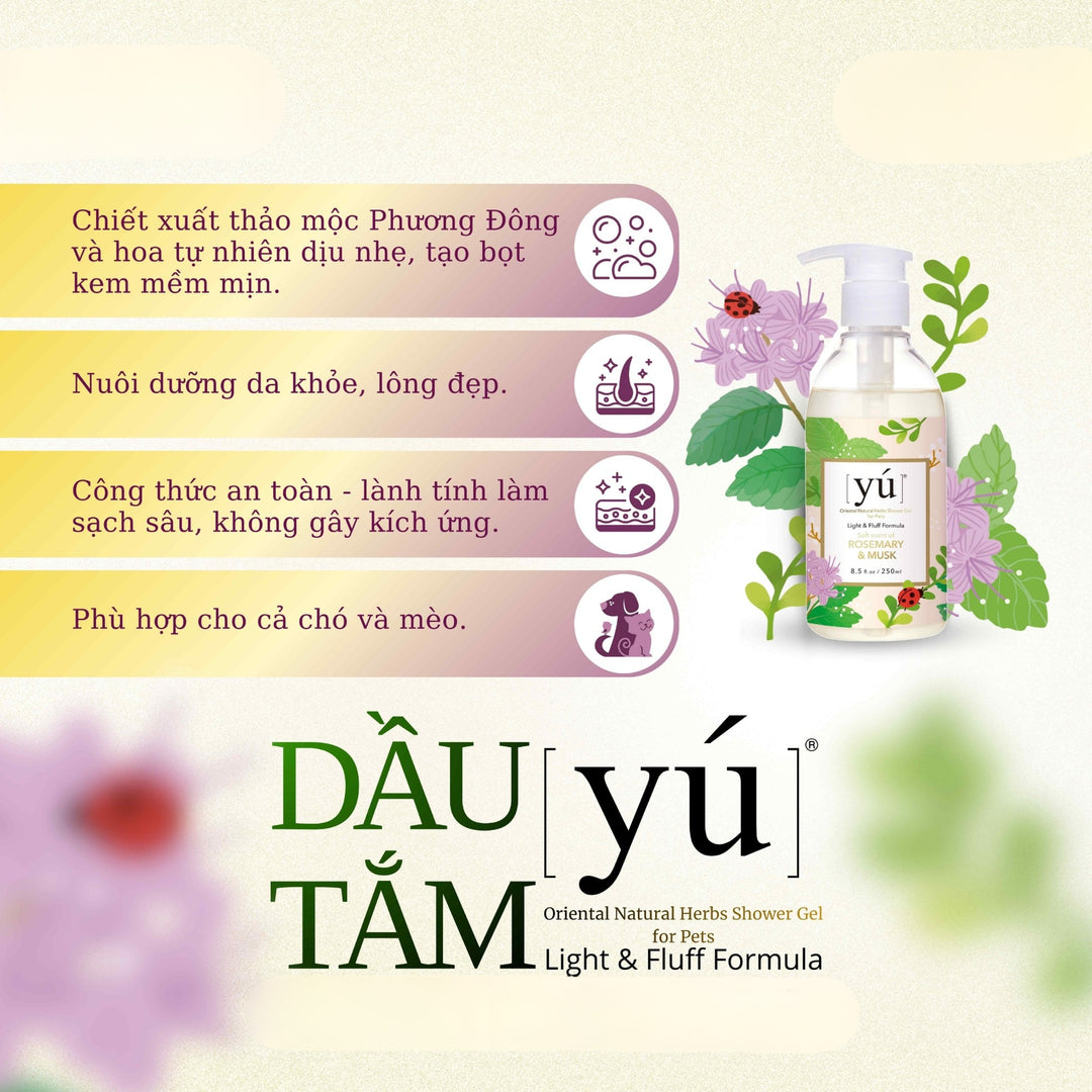 [250ml - 400ml] Sữa Tắm Yú Siêu Thơm Cho Chó Mèo, Thảo Dược Thiên Nhiên Dịu Nhẹ, Đủ Mùi Hương