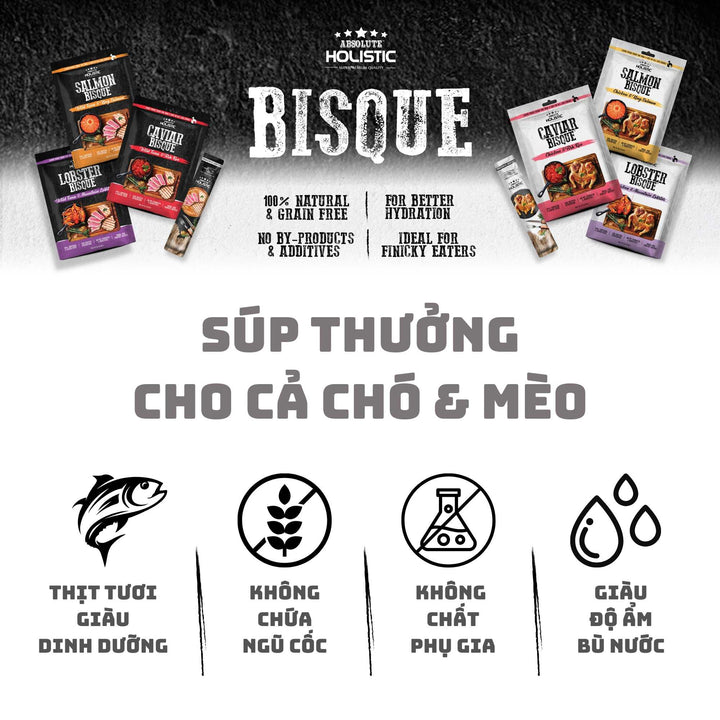 Súp Thưởng Cho Chó Mèo Absolute Holistic Bisque, 60g (Túi 5 Tuýp)