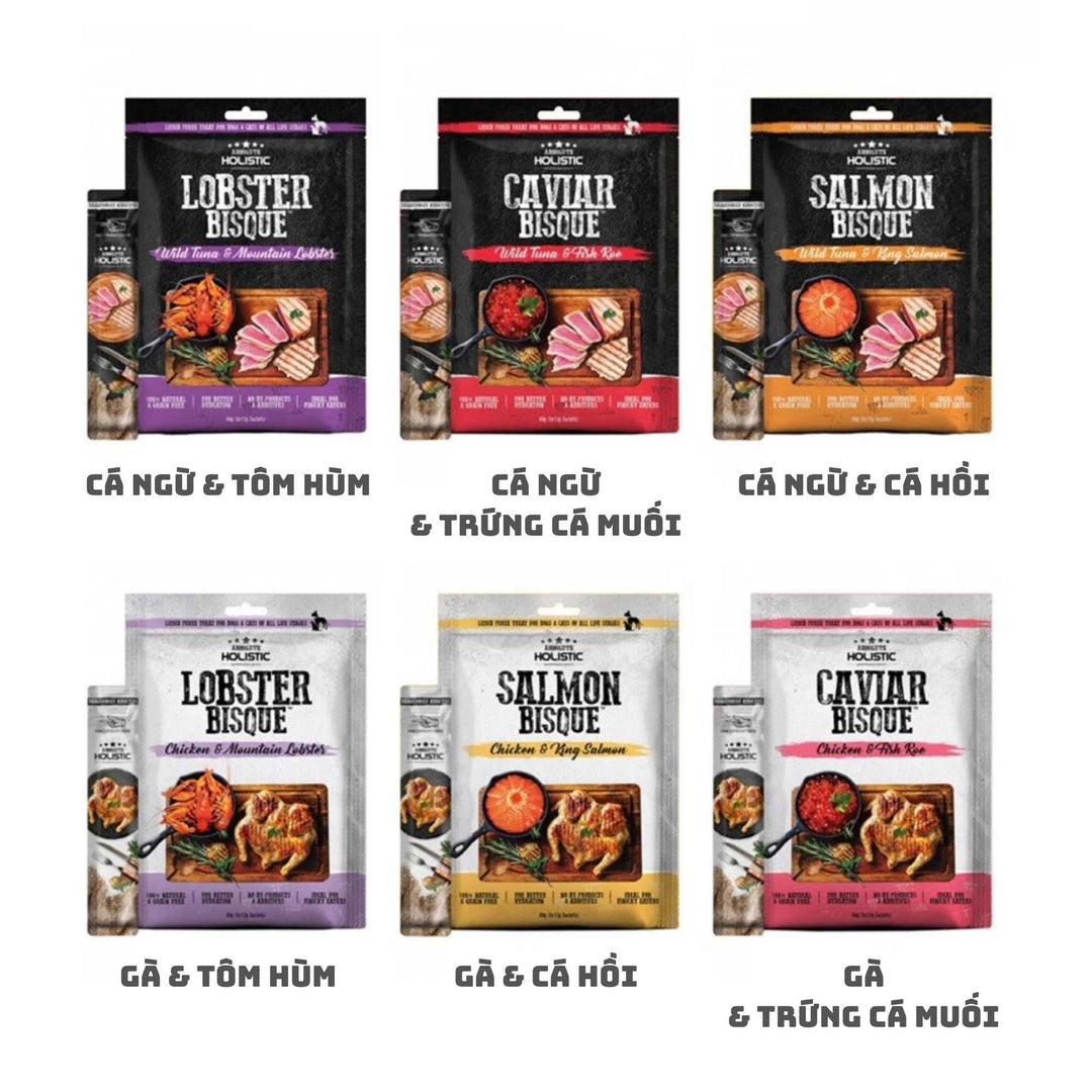 Súp Thưởng Cho Chó Mèo Absolute Holistic Bisque, 60g (Túi 5 Tuýp)