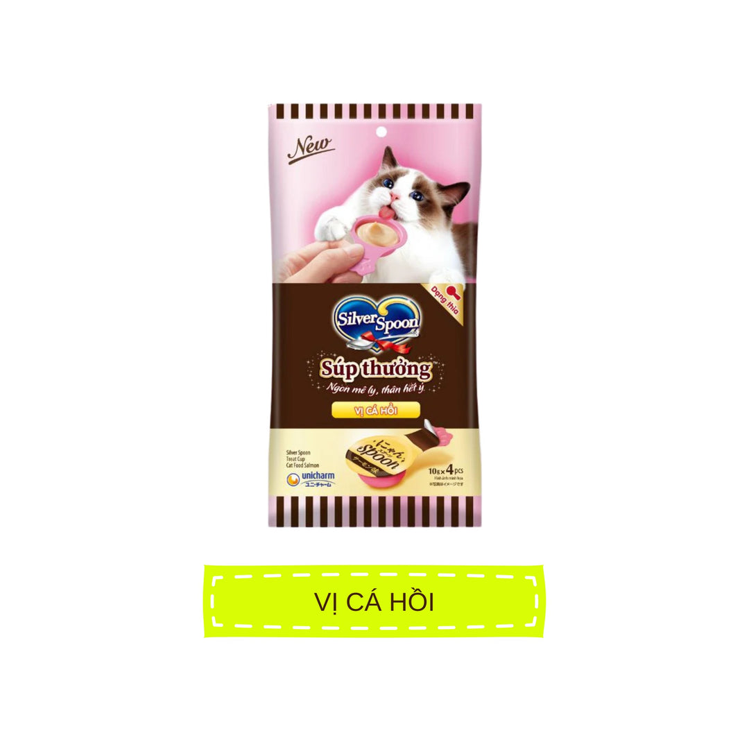 [Gói 4 Thìa] Súp Thưởng Silver Spoon Dạng Thìa Cho Mèo Mọi Lứa Tuổi, Nhiều Vị (Thìa 10g)