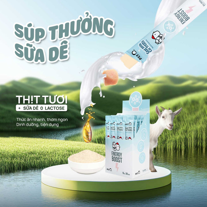 [Hộp 30 Tuýp] Súp Thưởng Sữa Dê PetQ Cho Mèo Mọi Lứa Tuổi, Tuýp 15g