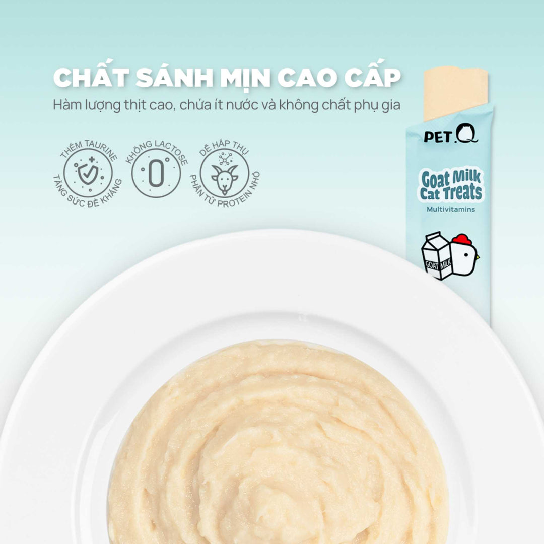 [Hộp 30 Tuýp] Súp Thưởng Sữa Dê PetQ Cho Mèo Mọi Lứa Tuổi, Tuýp 15g