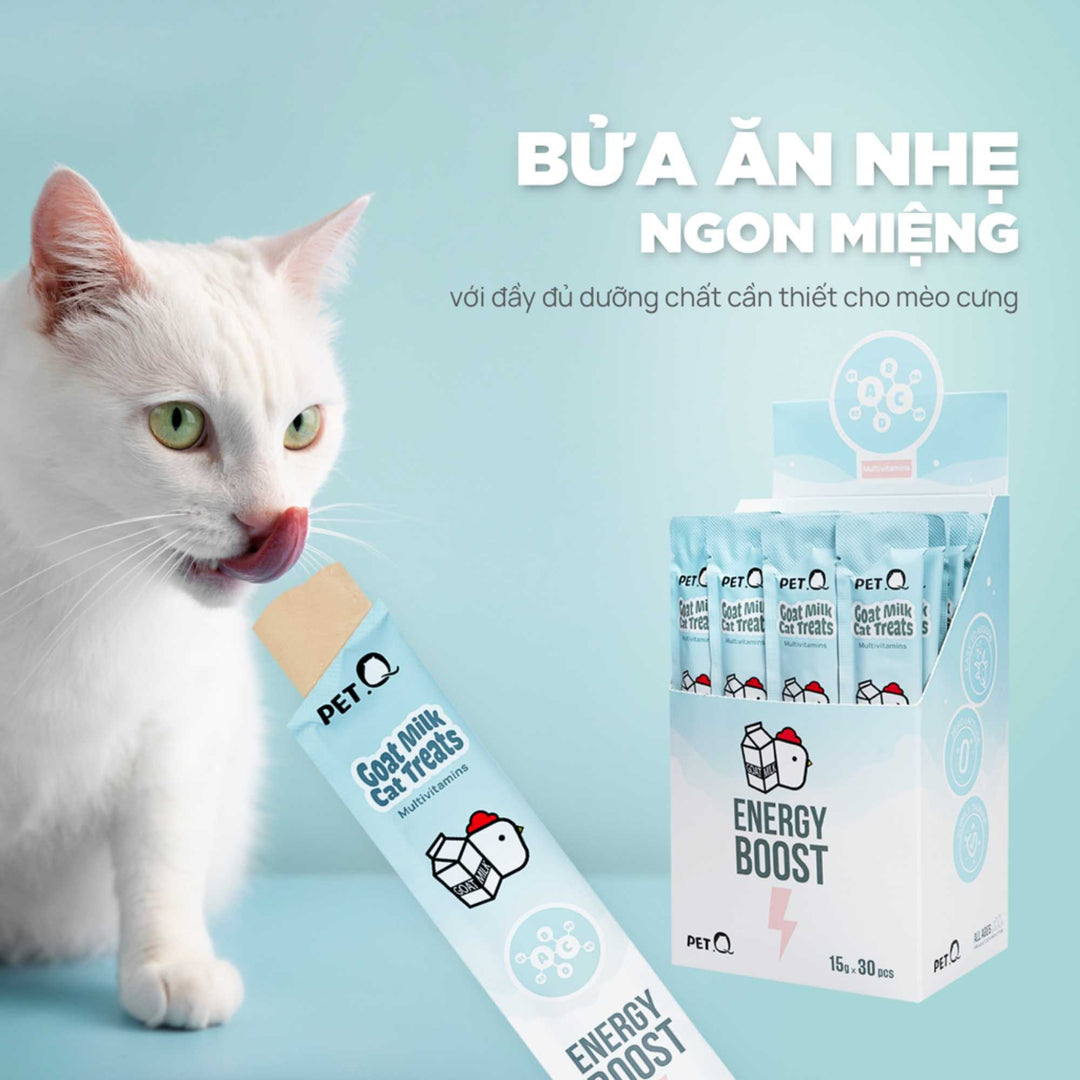 [Hộp 30 Tuýp] Súp Thưởng Sữa Dê PetQ Cho Mèo Mọi Lứa Tuổi, Tuýp 15g
