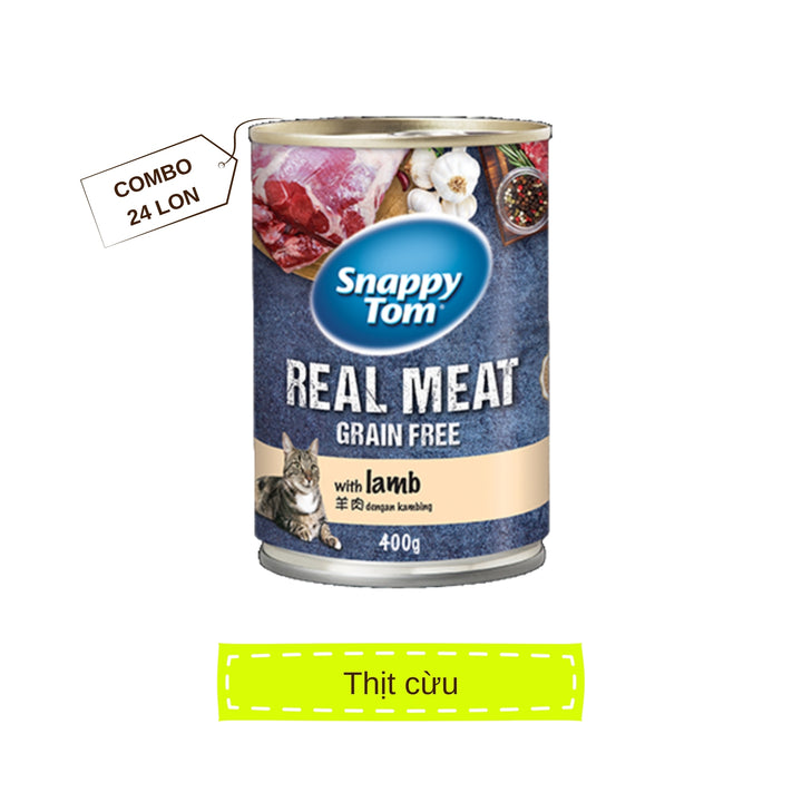 [Thùng 24 Lon] Pate Snappy Tom Real Fish Mèo Lon 400G