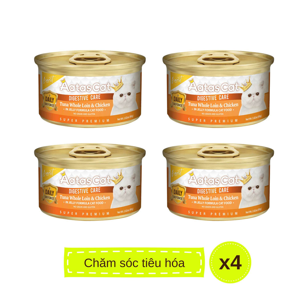 Pate Aatas Daily Defence, hỗ trợ chức năng cho mèo, lon 80g