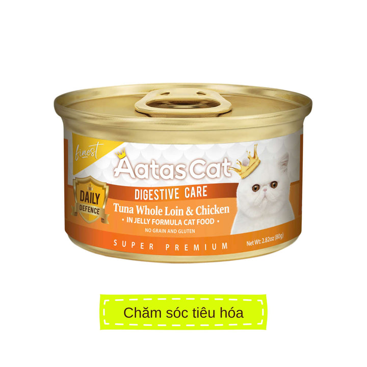 Pate Aatas Daily Defence, hỗ trợ chức năng cho mèo, lon 80g