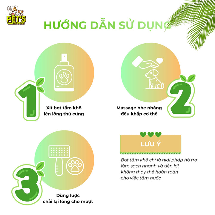 Bọt Tắm Khô Dưỡng Lông Cho Chó Mèo Tropiclean Waterless Shampoo, Không Cần Dùng Nước, 220ml