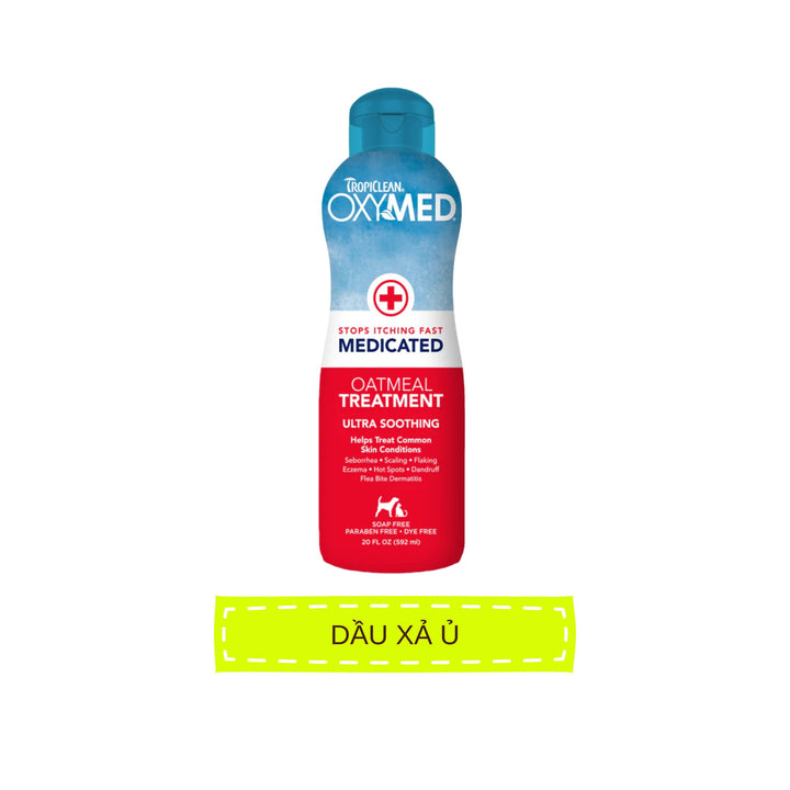 Sữa Tắm & Dầu Xả Viêm Da & Cấp Ẩm Cho Chó Mèo Tropiclean Oxymed, 592ml