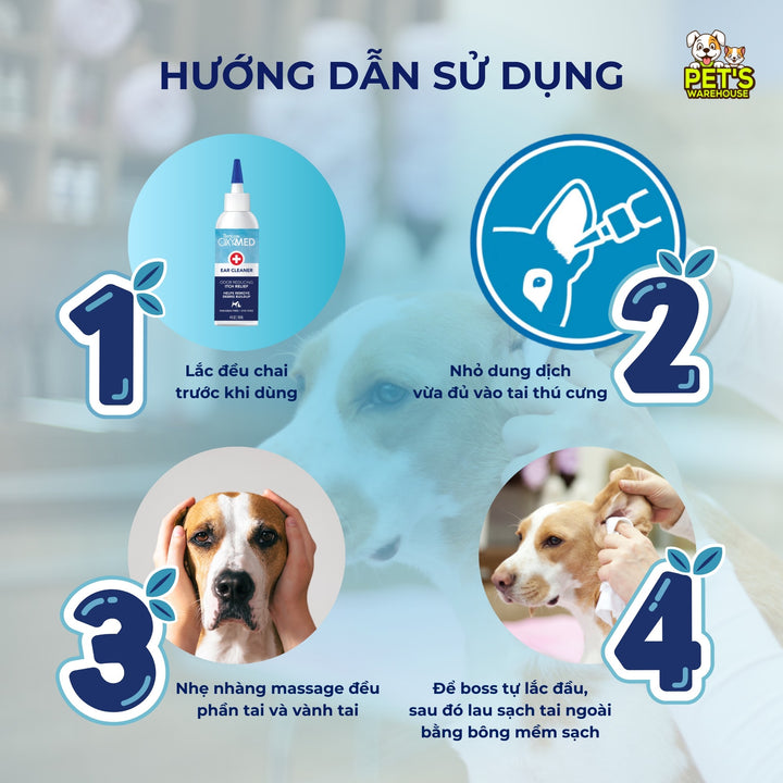 Dung Dịch Vệ Sinh Tai Chó Mèo Tropiclean Oxymed Ear Cleaner, Giảm Ngứa, Giảm Mùi Hôi Tai, 118ml