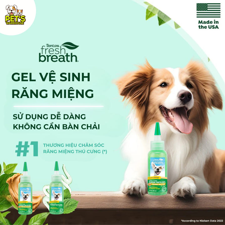 Gel Vệ Sinh Răng Miệng Cho Chó Mèo TropiClean Fresh Breath, 59ml