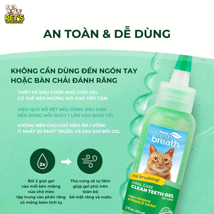 Gel Vệ Sinh Răng Miệng Cho Chó Mèo TropiClean Fresh Breath, 59ml