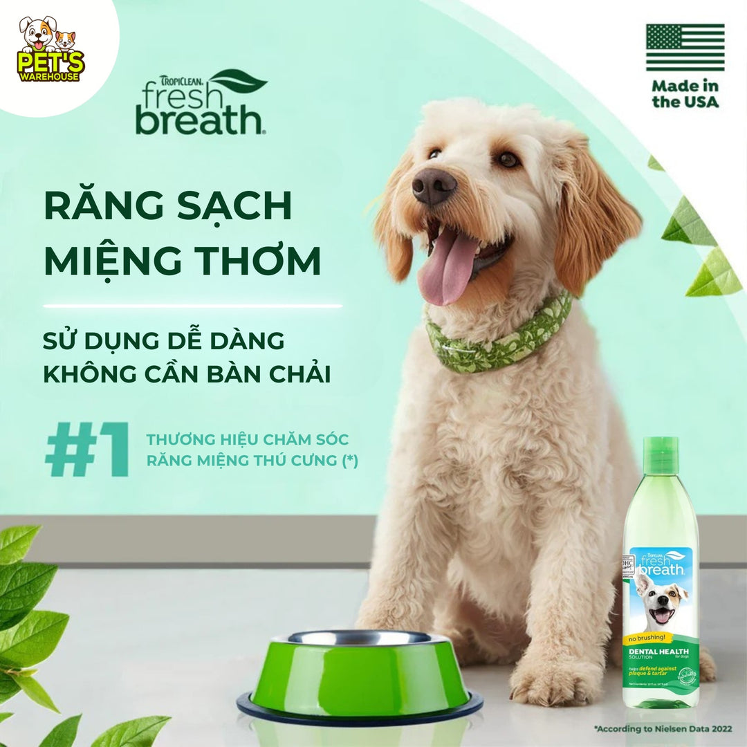 Nước Vệ Sinh Răng Miệng Cho Chó Mèo Tropiclean Fresh Breath, 473ml