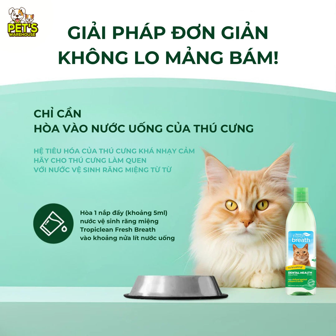 Nước Vệ Sinh Răng Miệng Cho Chó Mèo Tropiclean Fresh Breath, 473ml