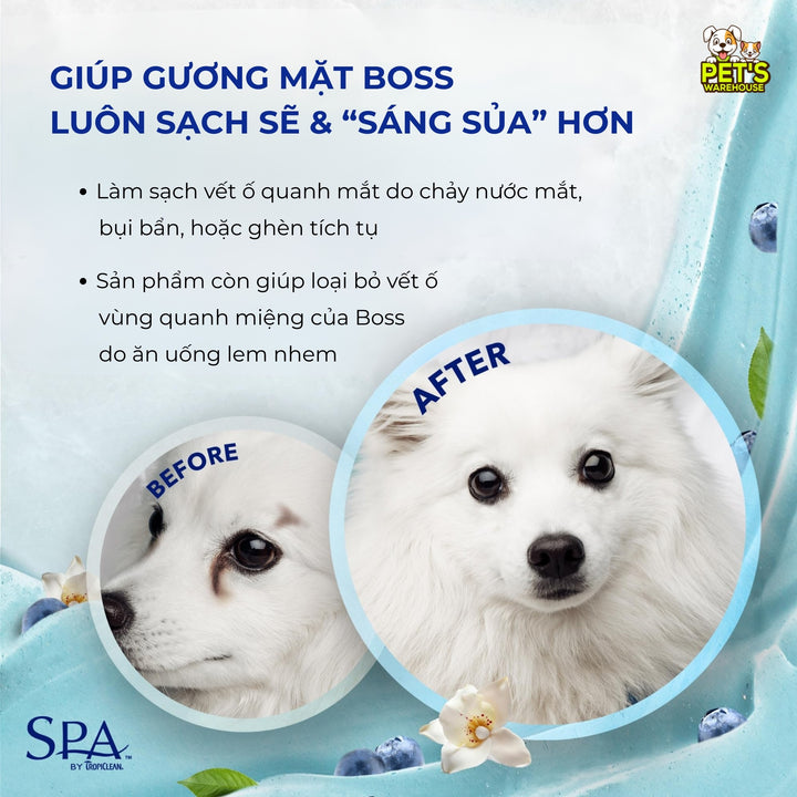 Dung Dịch Tẩy Ố Vùng Mắt Cho Chó Mèo Tropiclean Tear Stain Remover, 236ml