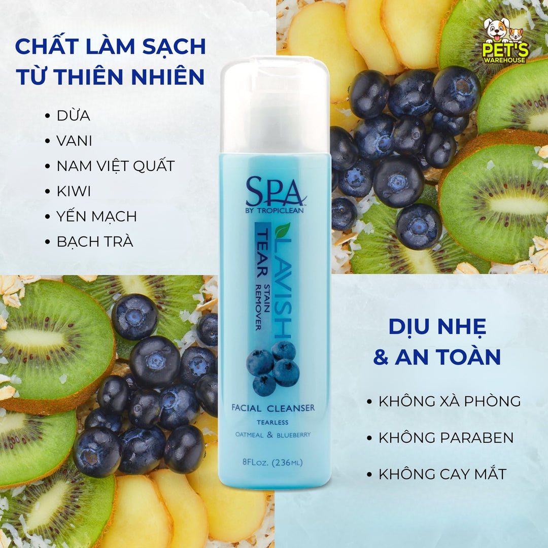 Dung Dịch Tẩy Ố Vùng Mắt Cho Chó Mèo Tropiclean Tear Stain Remover, 236ml