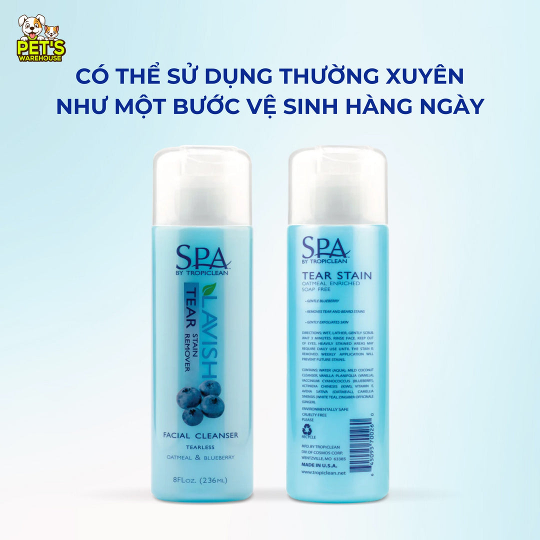Dung Dịch Tẩy Ố Vùng Mắt Cho Chó Mèo Tropiclean Tear Stain Remover, 236ml