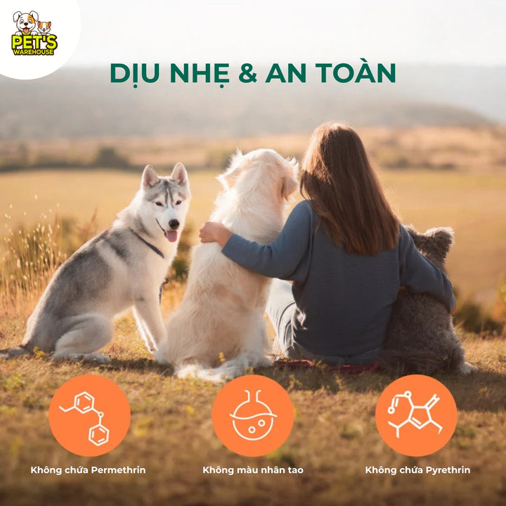 Sữa Tắm & Xịt Ve Rận, Bọ Chét Cho Chó Tropiclean Natural Flea & Tick (Mỹ)