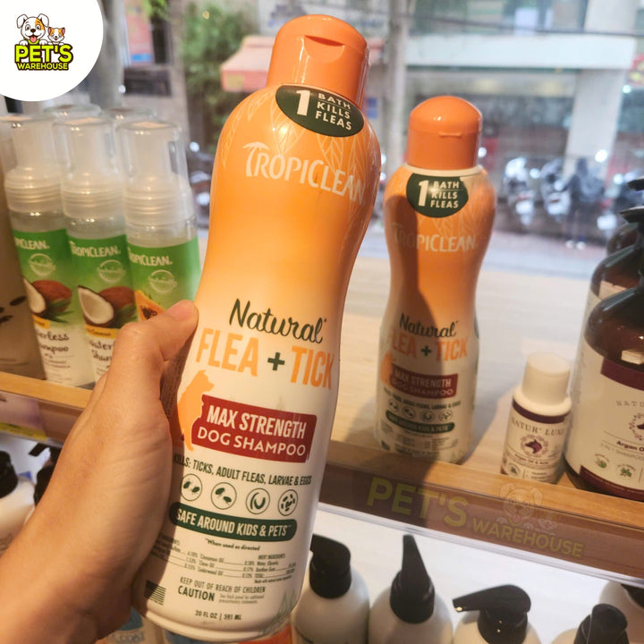 Sữa Tắm & Xịt Ve Rận, Bọ Chét Cho Chó Tropiclean Natural Flea & Tick (Mỹ)
