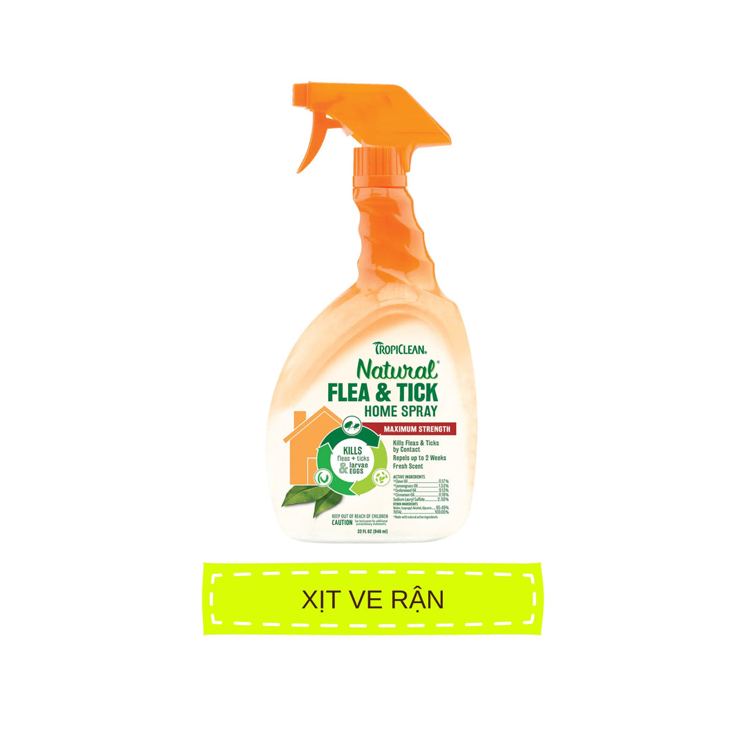 Sữa Tắm & Xịt Ve Rận, Bọ Chét Cho Chó Tropiclean Natural Flea & Tick (Mỹ)