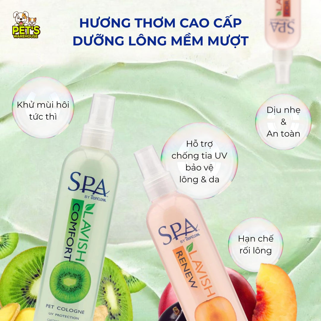 Xịt Thơm Dưỡng Lông Tropiclean Cho Chó Mèo, Chống Tia UV, Chống Bạc Màu Lông, Kiểm Soát Dầu, 236ml