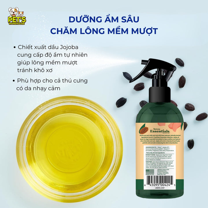 Xịt Thơm Dưỡng Lông Tropiclean Cho Chó Mèo, Chống Tia UV, Chống Bạc Màu Lông, Kiểm Soát Dầu, 236ml