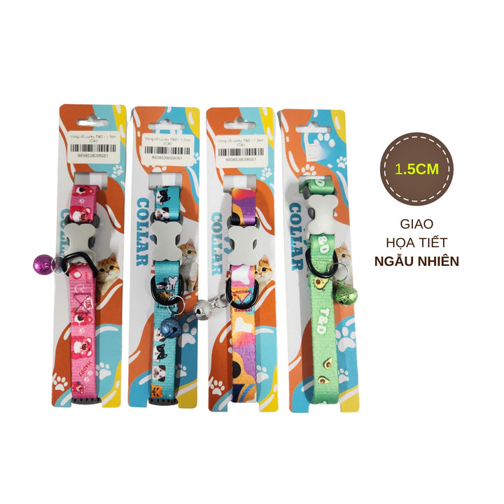 Vòng Cổ T&D Diamonds Lucky Cho Chó Mèo, Có Chuông Lục Lạc, Đa Dạng Mẫu / Màu / Size