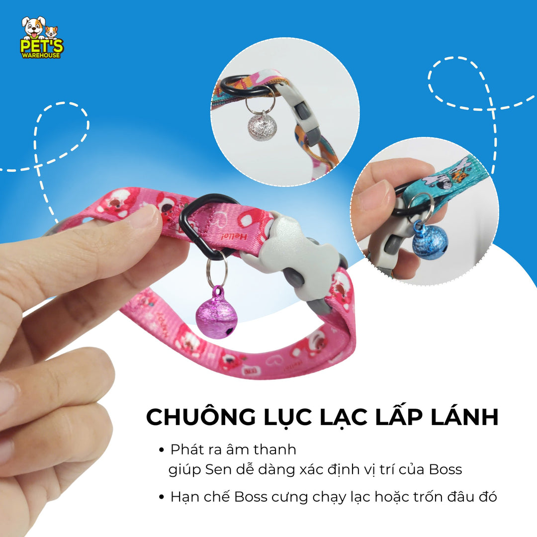 Vòng Cổ T&D Diamonds Lucky Cho Chó Mèo, Có Chuông Lục Lạc, Đa Dạng Mẫu / Màu / Size